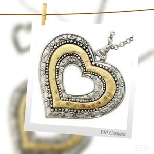 Two Tone Heart Necklace Set